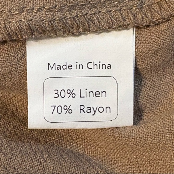 Women's Wide Leg Tan Linen Blend Pants NWT - Picture 9 of 13